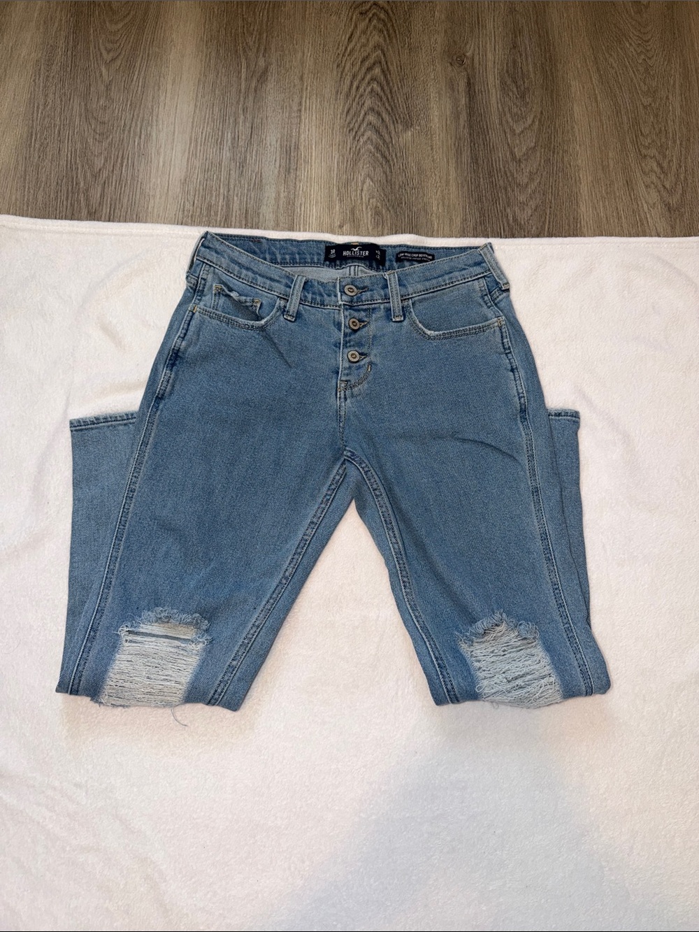 Hollister Light Blue Cropped Distressed Jeans